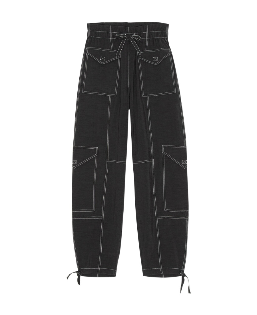 Ganni Straight Leg Cargo Pants In Black
