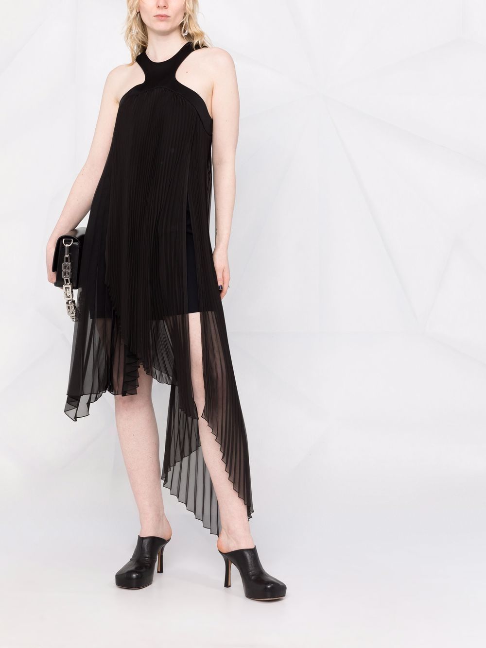 Givenchy Pleated Asymmetric Dress In Black