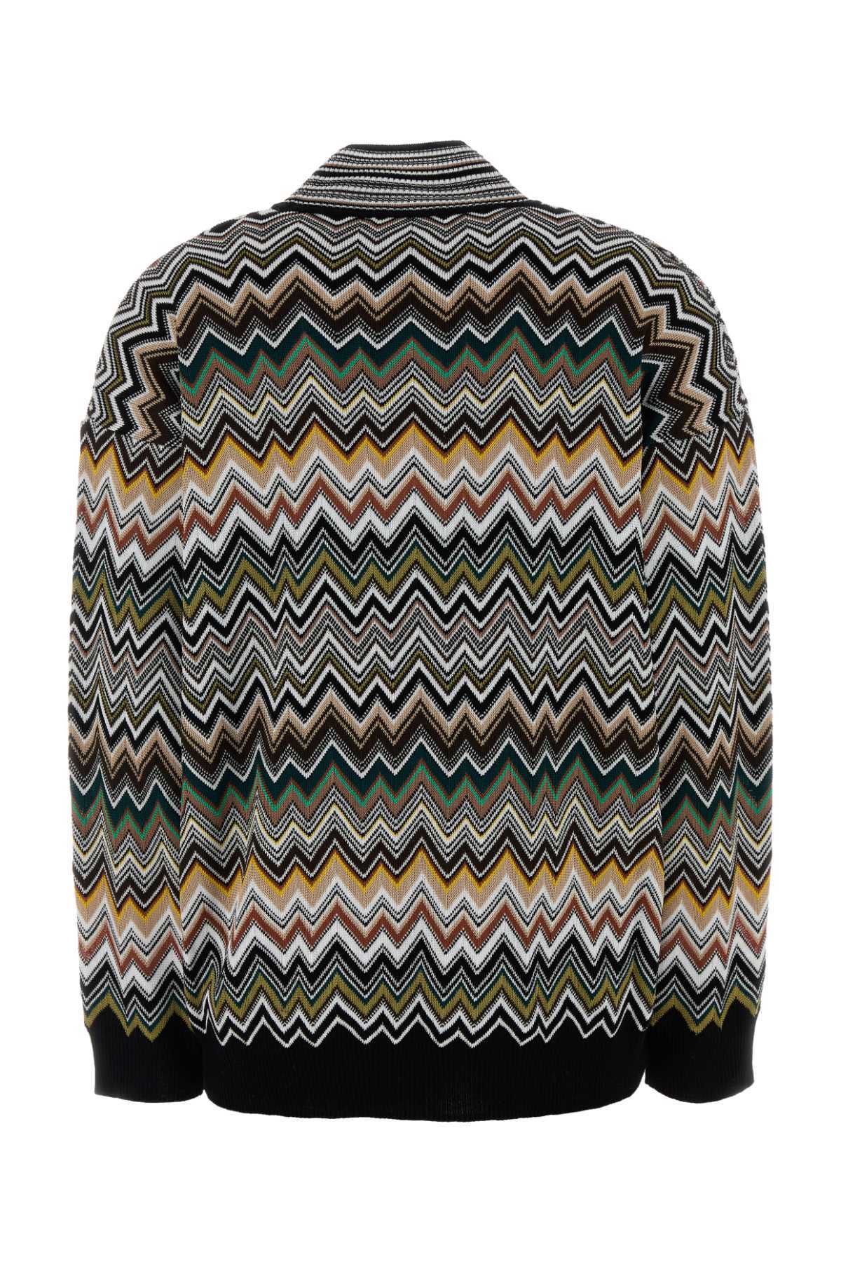 Missoni Chevron Pattern Mock Neck Knit Sweater In Multi
