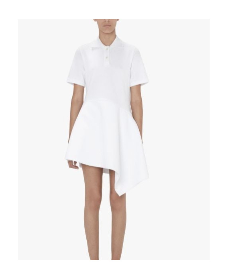 Jw Anderson Asymmetric Mini Polo Dress In White