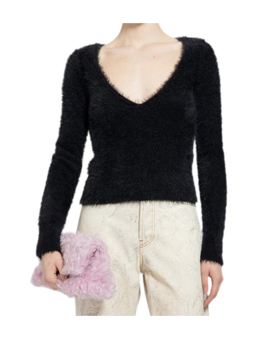 Shop Dries Van Noten Low V Neck Sweater In Black