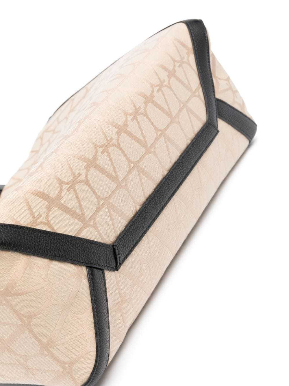Valentino Structured Two-tone Canvas Tote In Nude