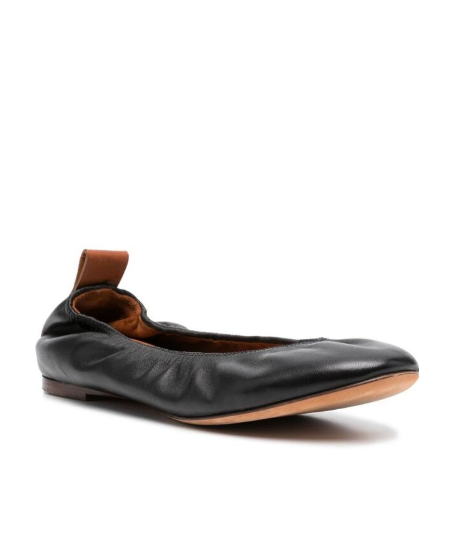 Lanvin Leather Ballerinas In Black