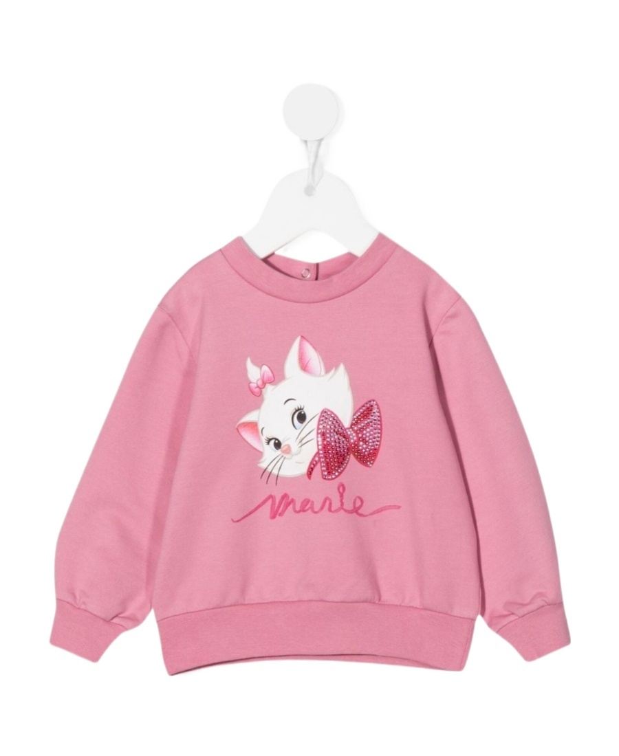 Monnalisa Marie Embellished-logo Sweatshirt In Pink