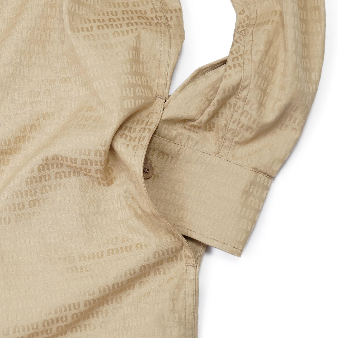 Miu Miu Long-sleeved Shirt Dress In Nude