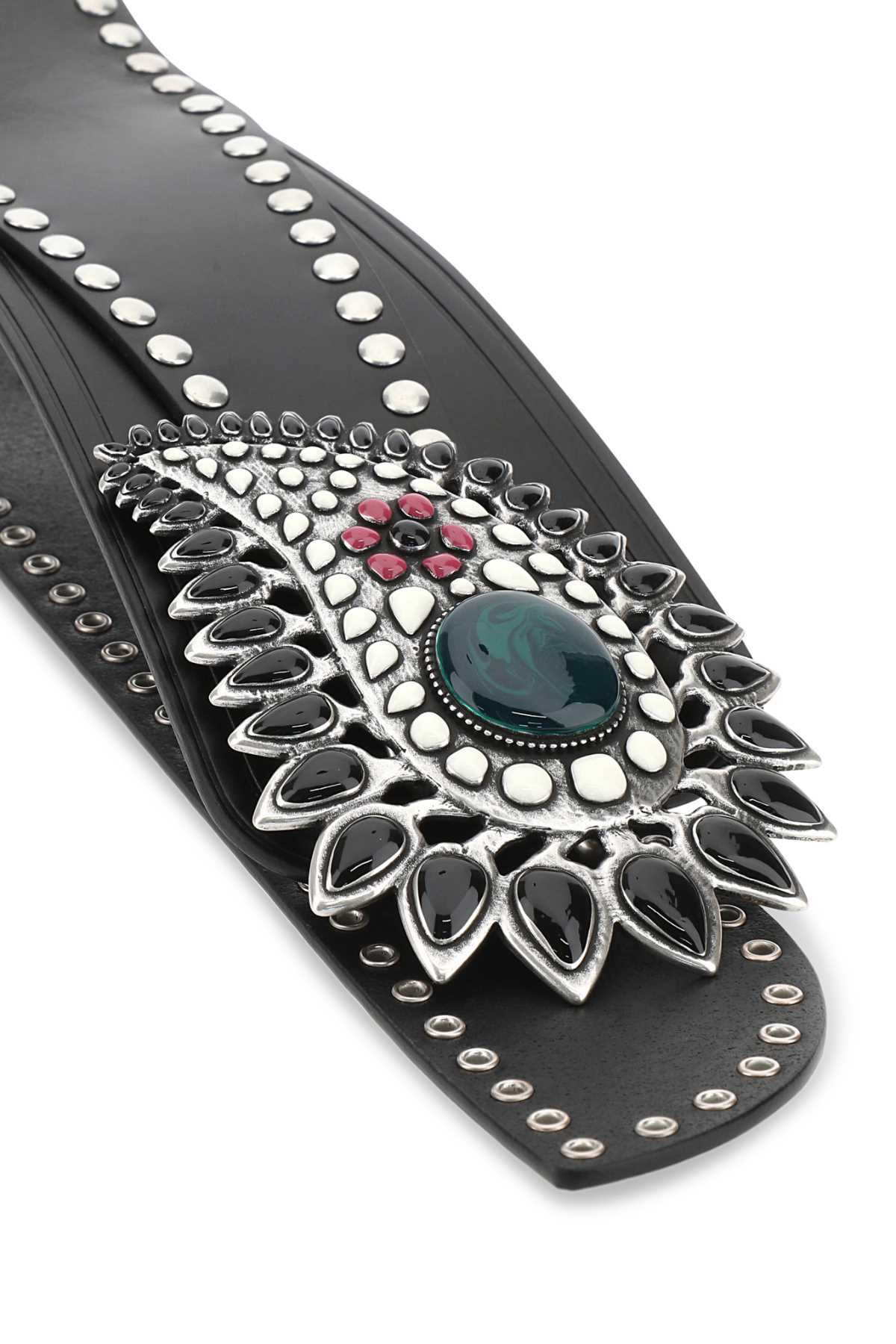 Isabel Marant Aliette Embellished Leather Belt In Black