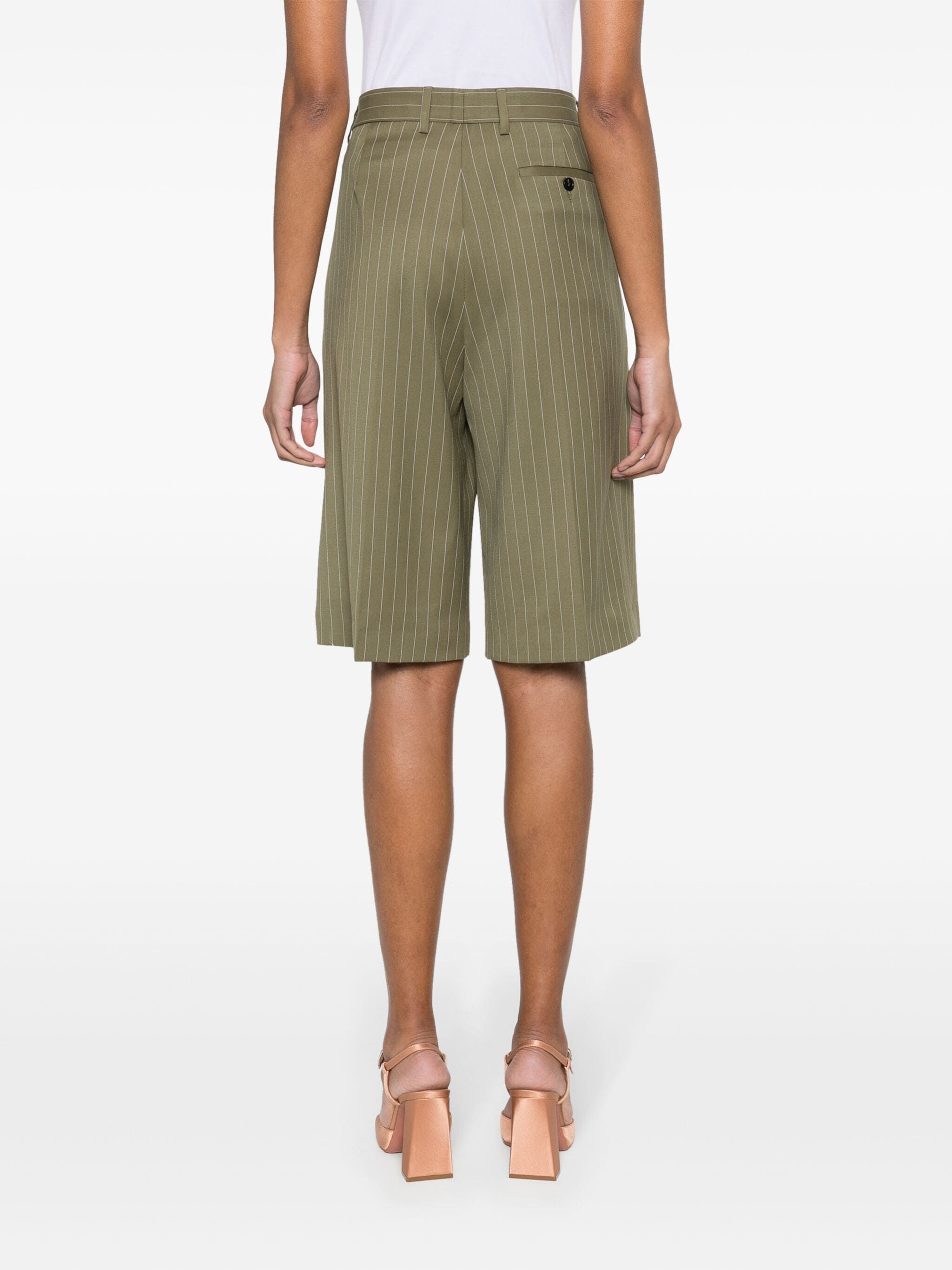 Msgm Pinstriped Tailored Shorts In Green