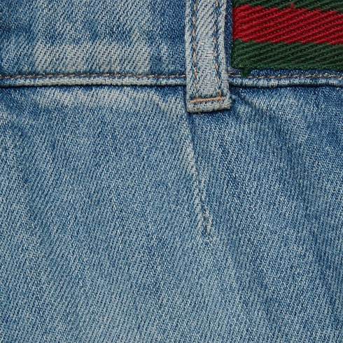 Gucci Web-detail Denim Bermuda Shorts In Blue