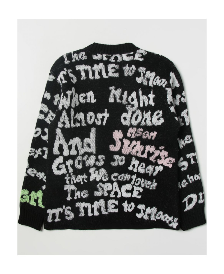 Shop Msgm Round Neck Knitted Sweater In Black