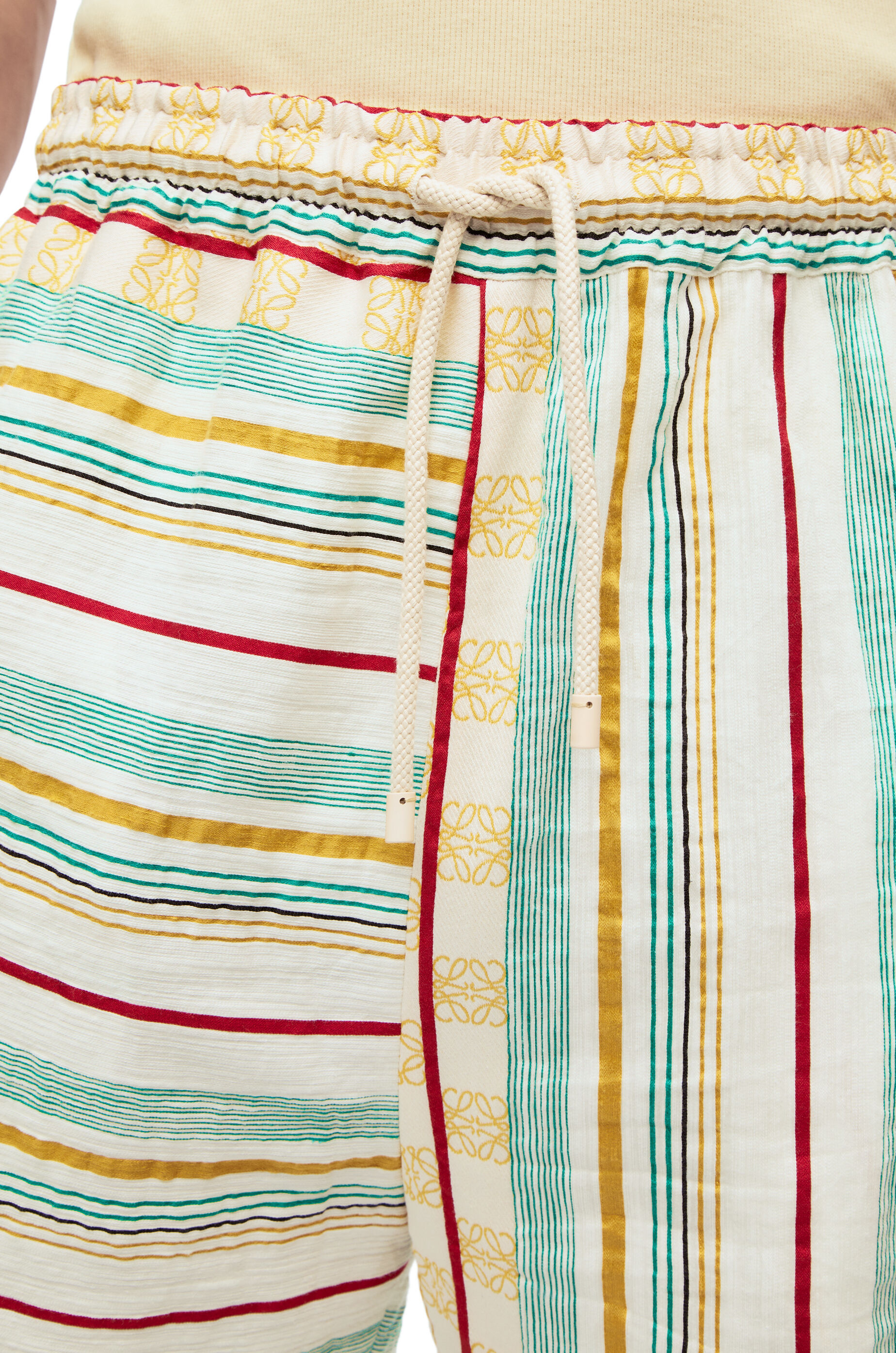 Loewe Anagram-jacquard Striped Shorts In White