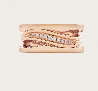 Bvlgari Rose Gold And Diamond B. Zero1 One-band Ring In Yellow