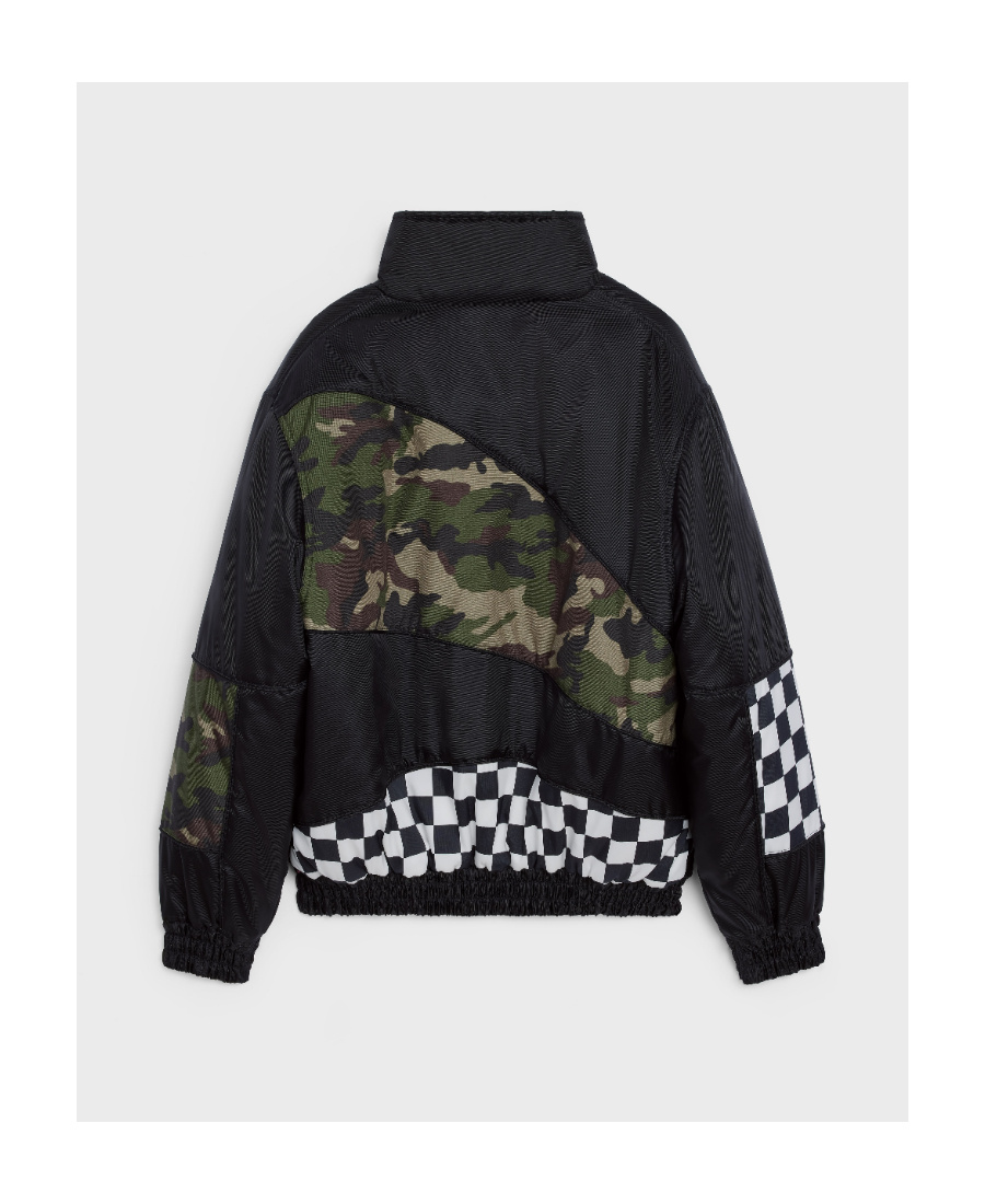 Celine Camouflage Checkered Bomber Jacket In Black