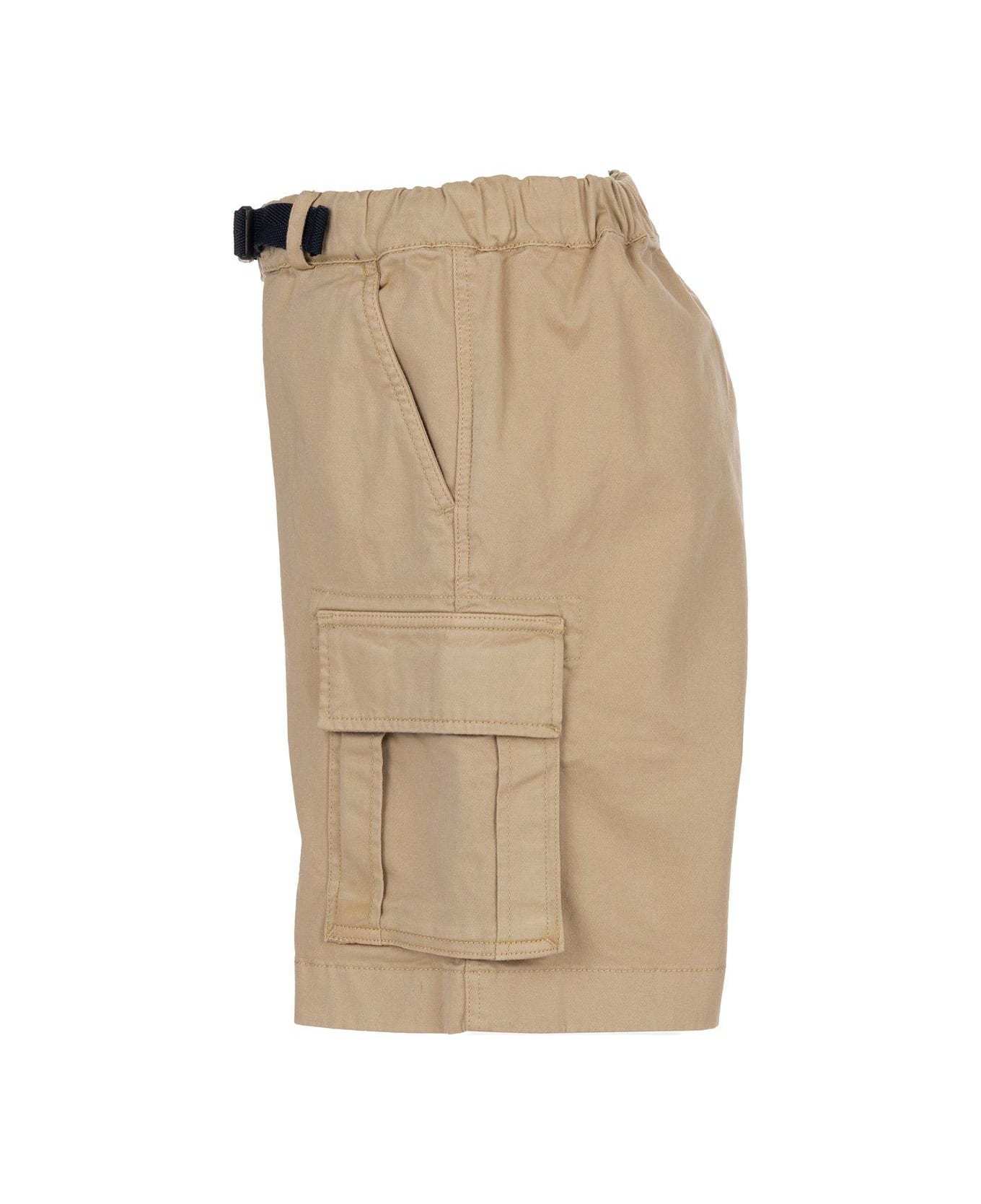 Woolrich Logo-detailed Belted Waist Cargo Shorts In Nude