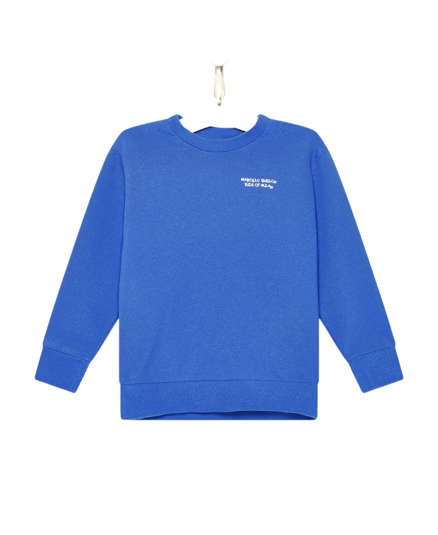 Marcelo Burlon County Of Milan Long-sleeved Round-neck Sweater In Blue