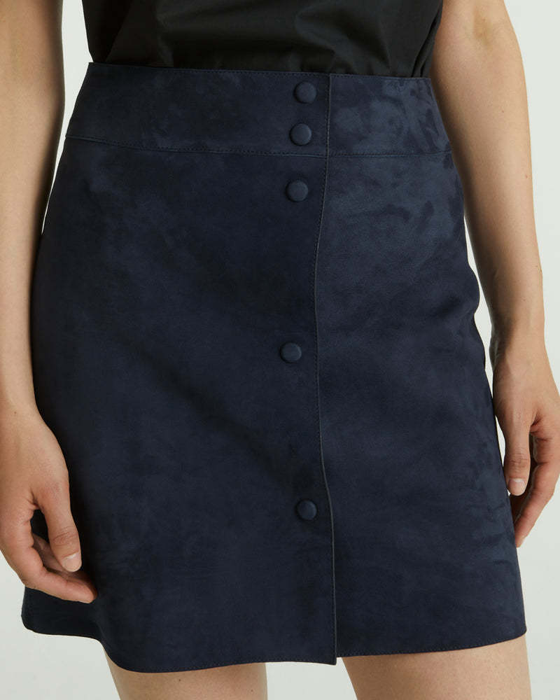Yves Salomon Suede Skirt In Black