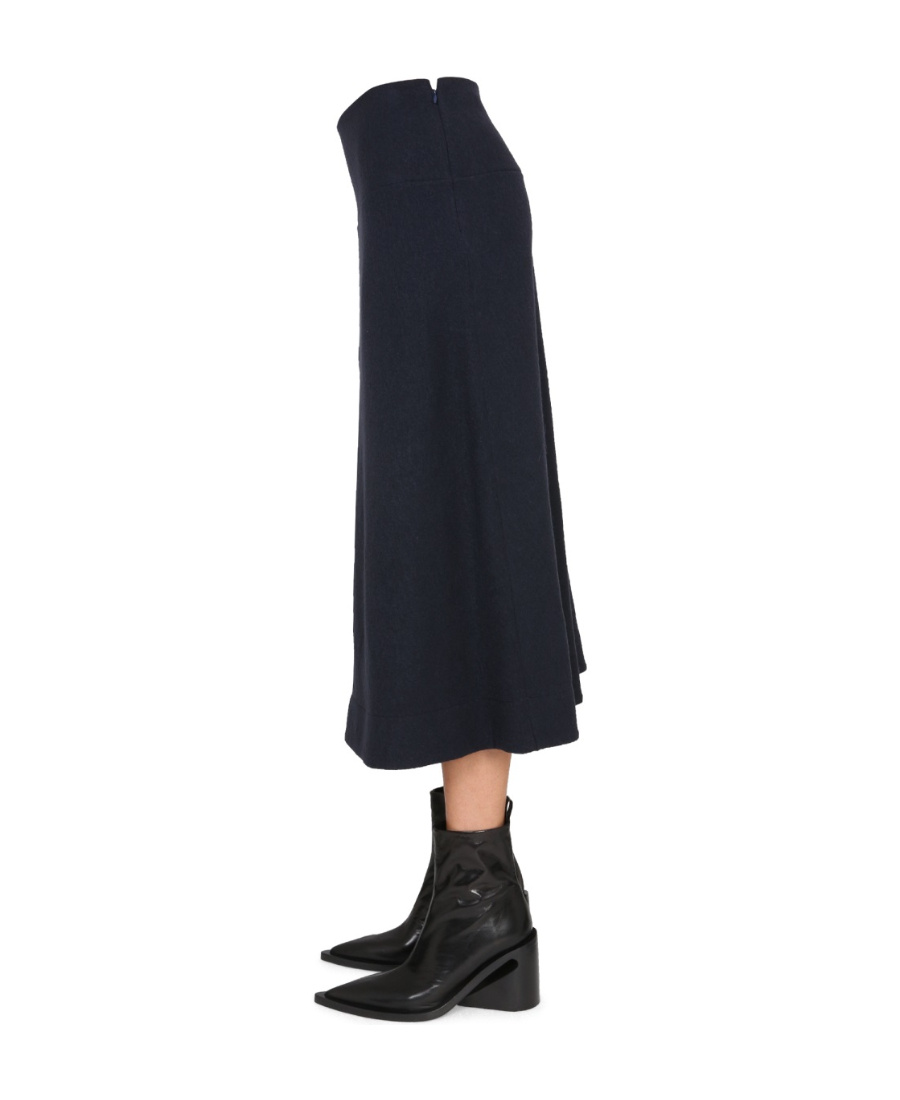 Jil Sander A-line Wool Midi Skirt In Black