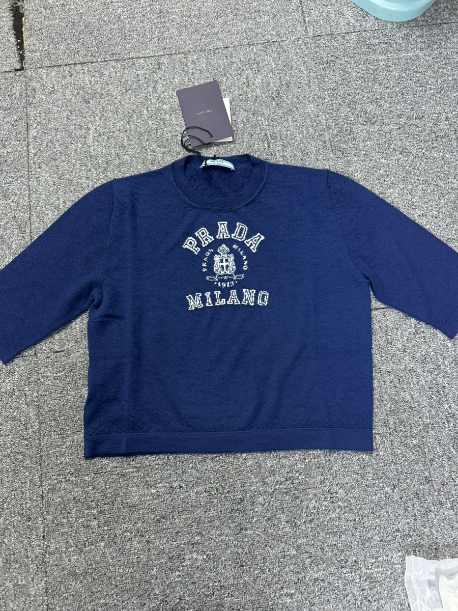 Prada Round-neck Sweater In Blue