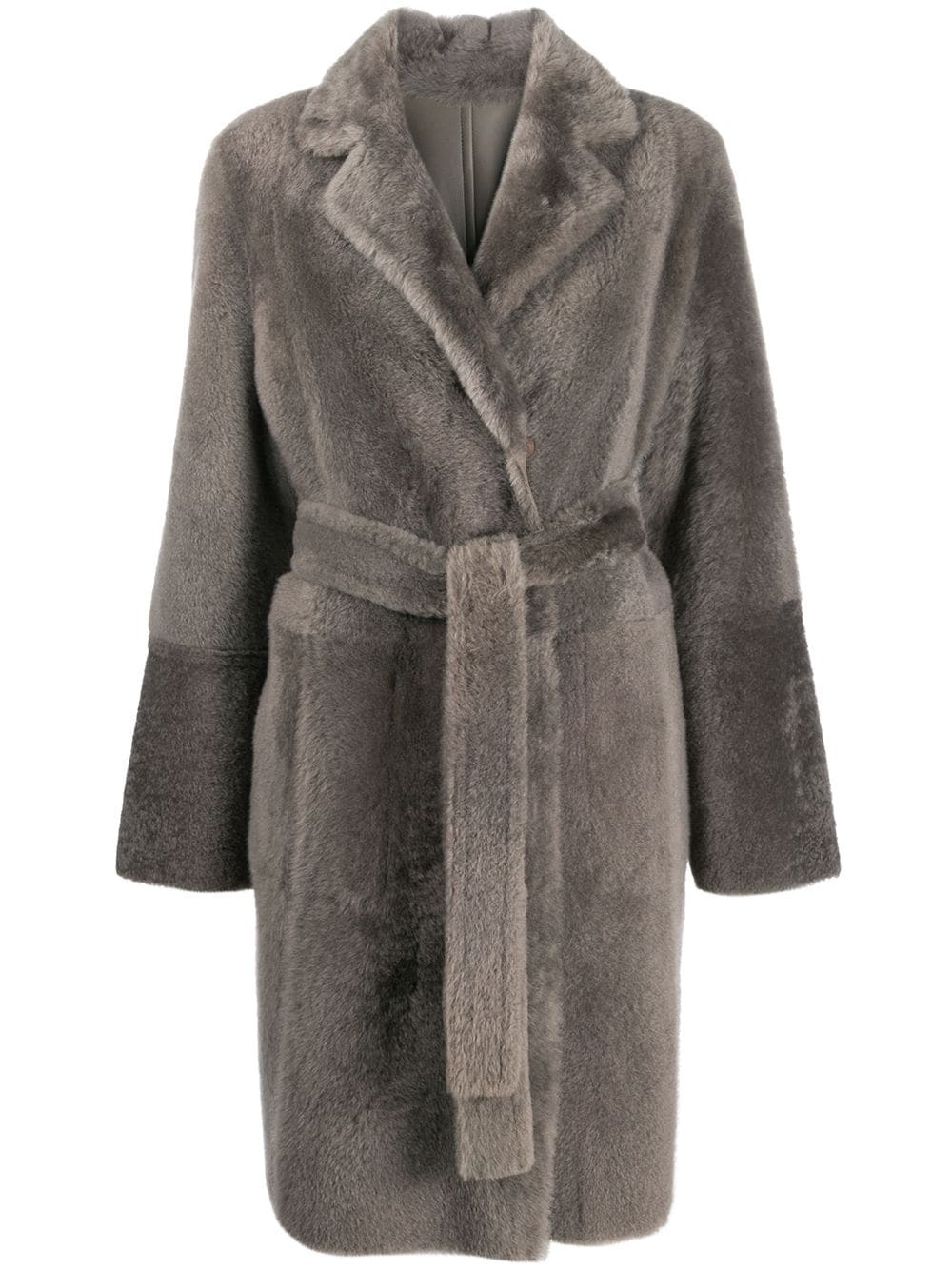 Yves Salomon Long Overcoat With Medium Texture In Gray