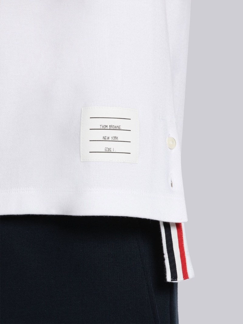 Thom Browne Rwb Trim Jersey Polo Short In White