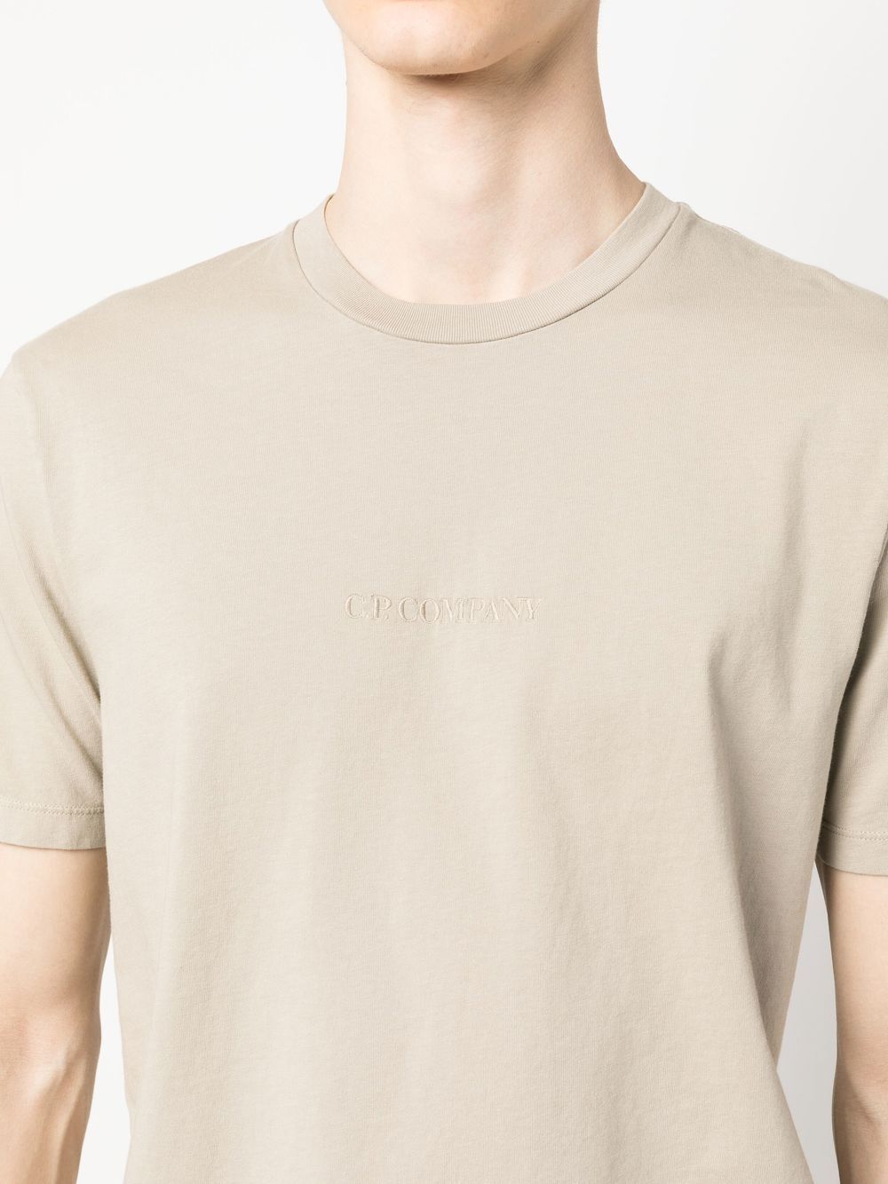 C.p. Company Embroidered-logo T-shirt In Nude
