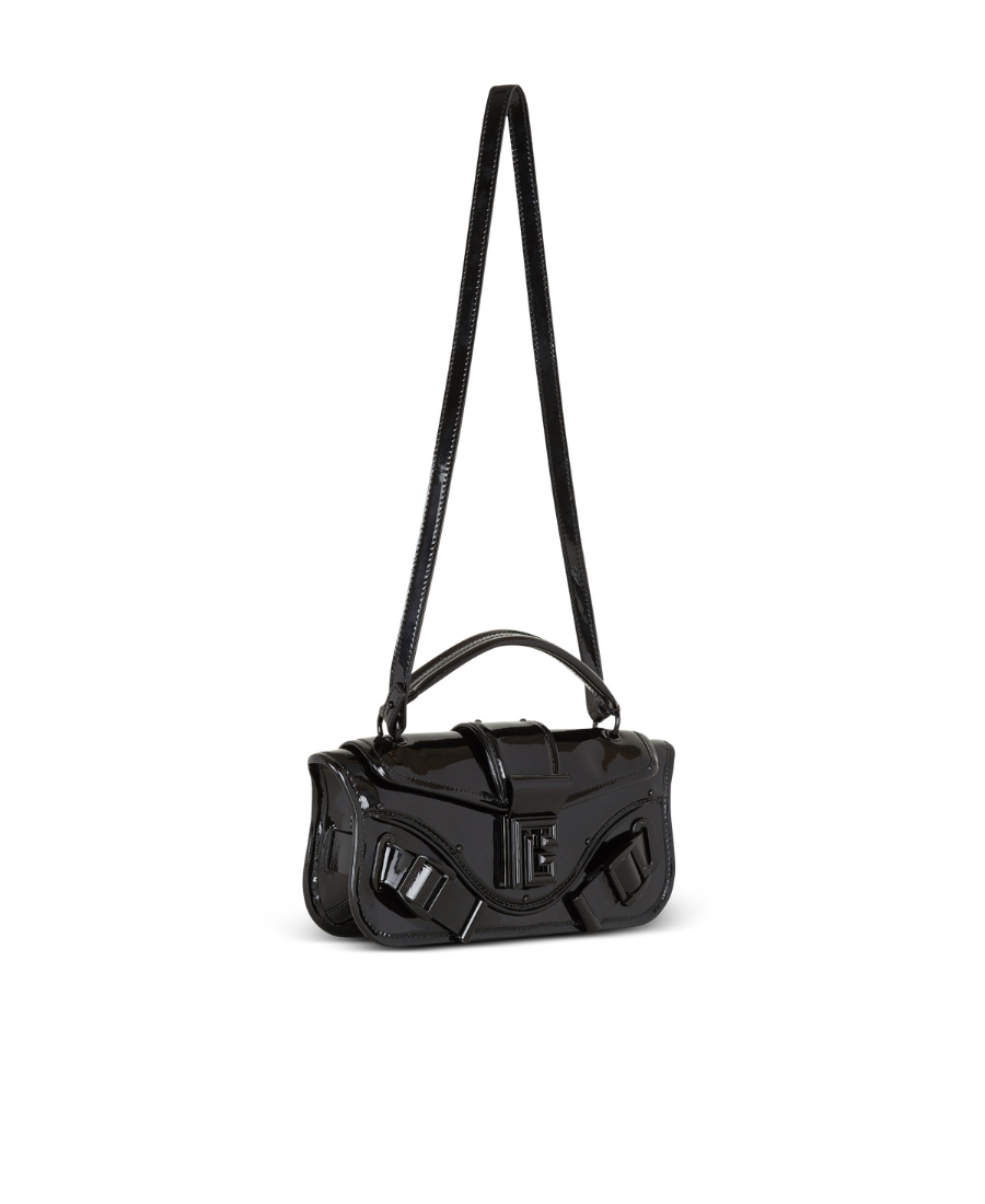 Balmain Detachable Strap Leather Clutch Bag In Black