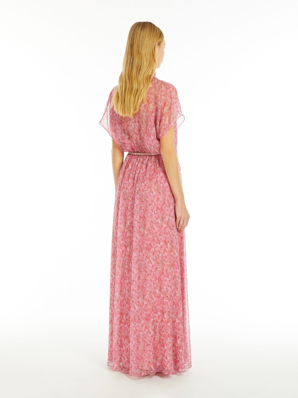 Max Mara Pleated Print Dress In Pink