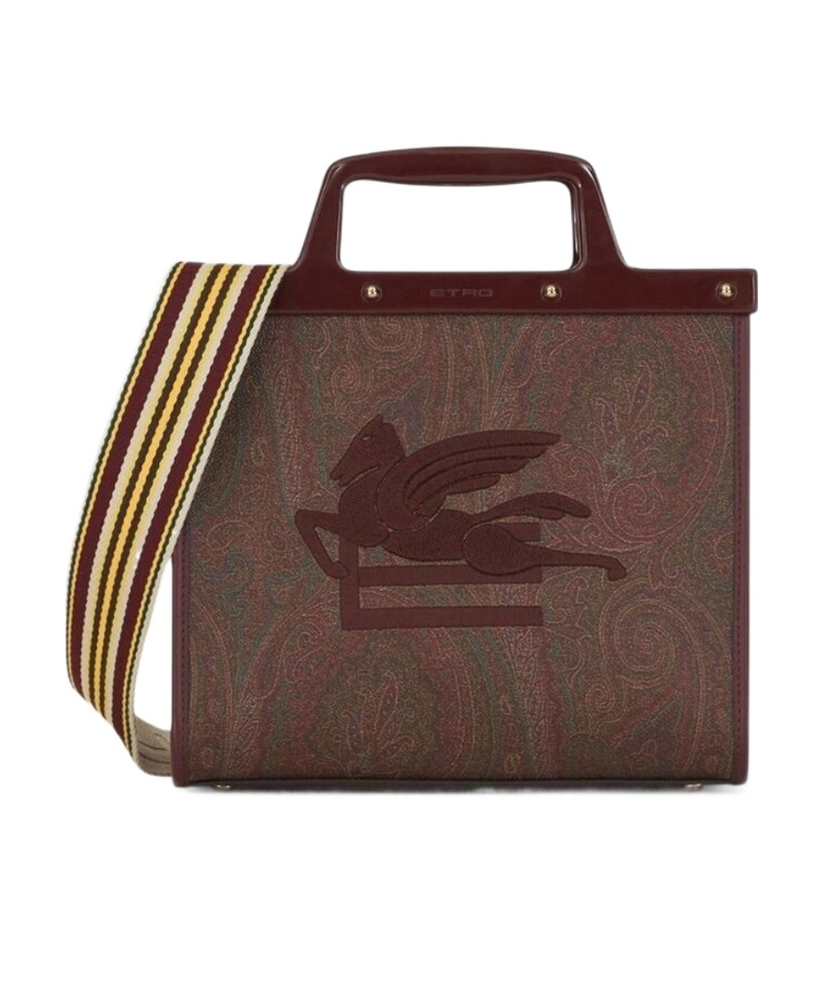 Etro Love Trotter Small Bag In Paisley Jacquard Fabric In Brown