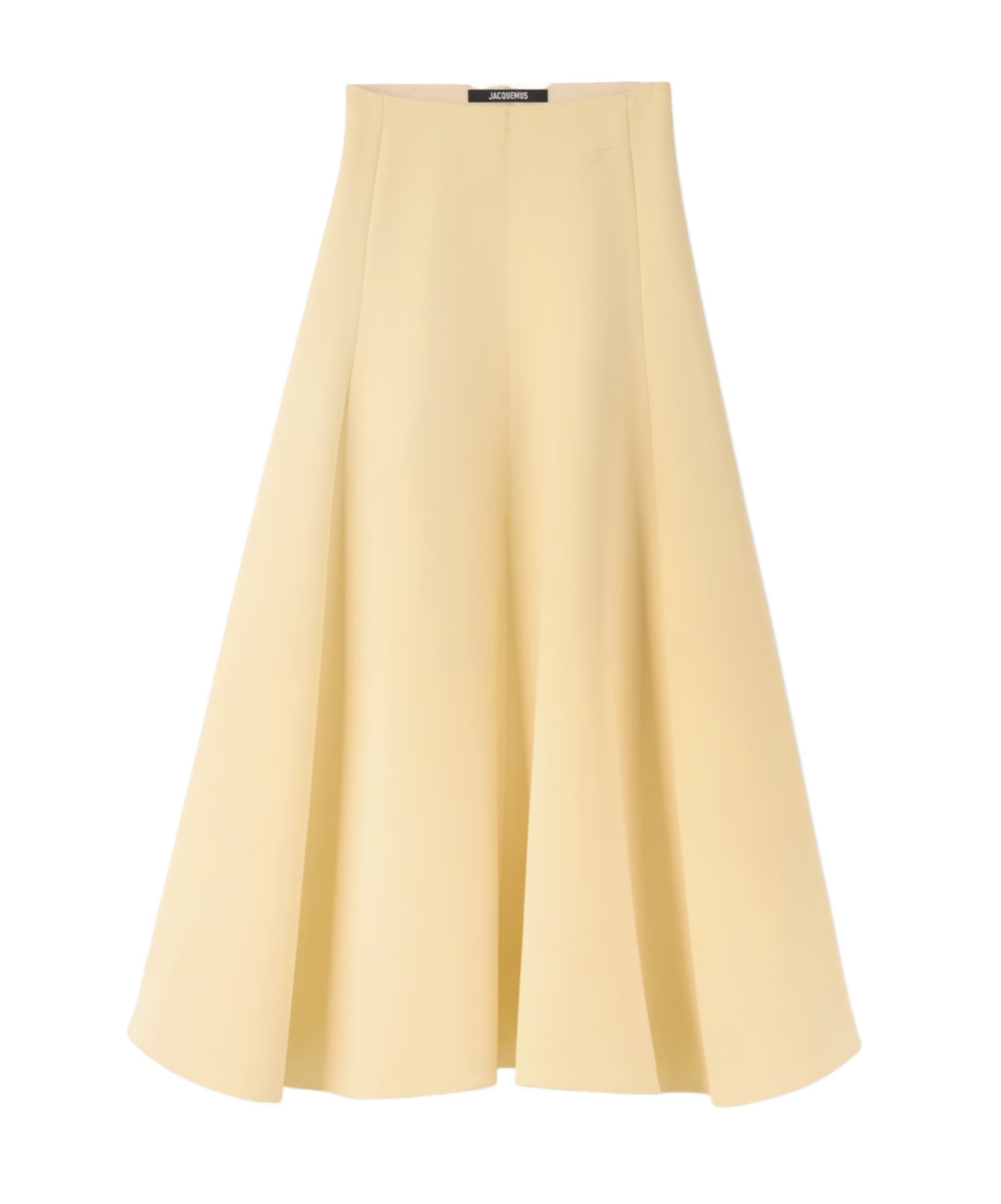 Jacquemus Triangle Paneled Crepe Midi Skirt In Yellow