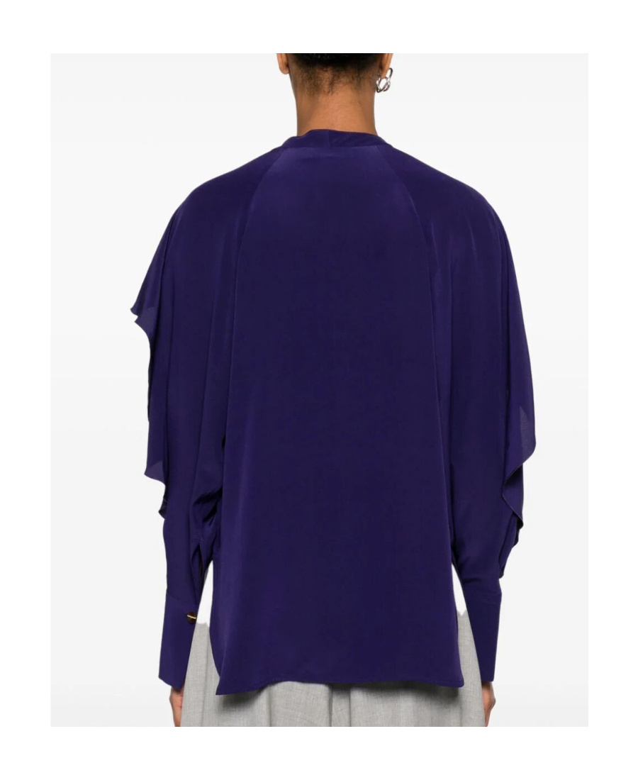 Shop Victoria Beckham Tie Details Lotus Leaf-rimmed Shirt In Blue