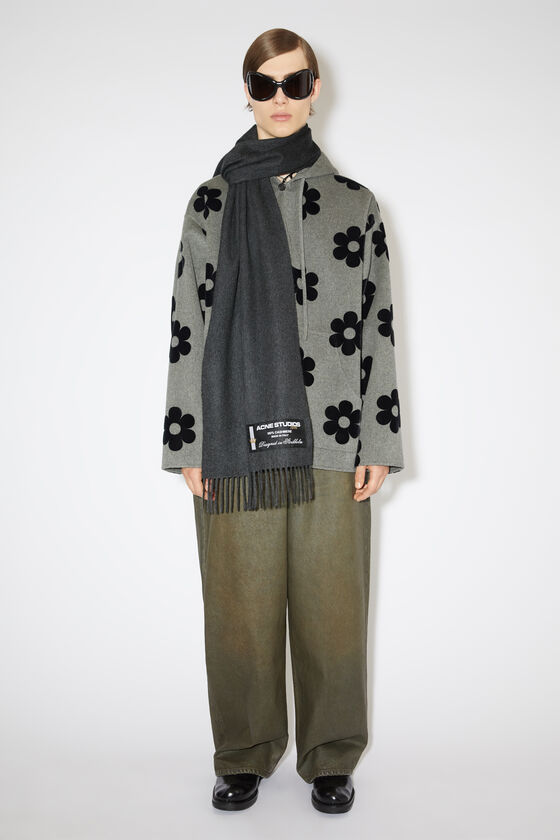 Acne Studios Logo-patch Fringed Cashmere Scarf In Black