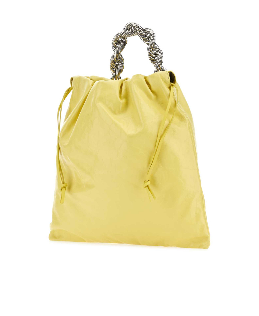 Jil Sander Metallic Top-handle Leather Tote Bag In Yellow