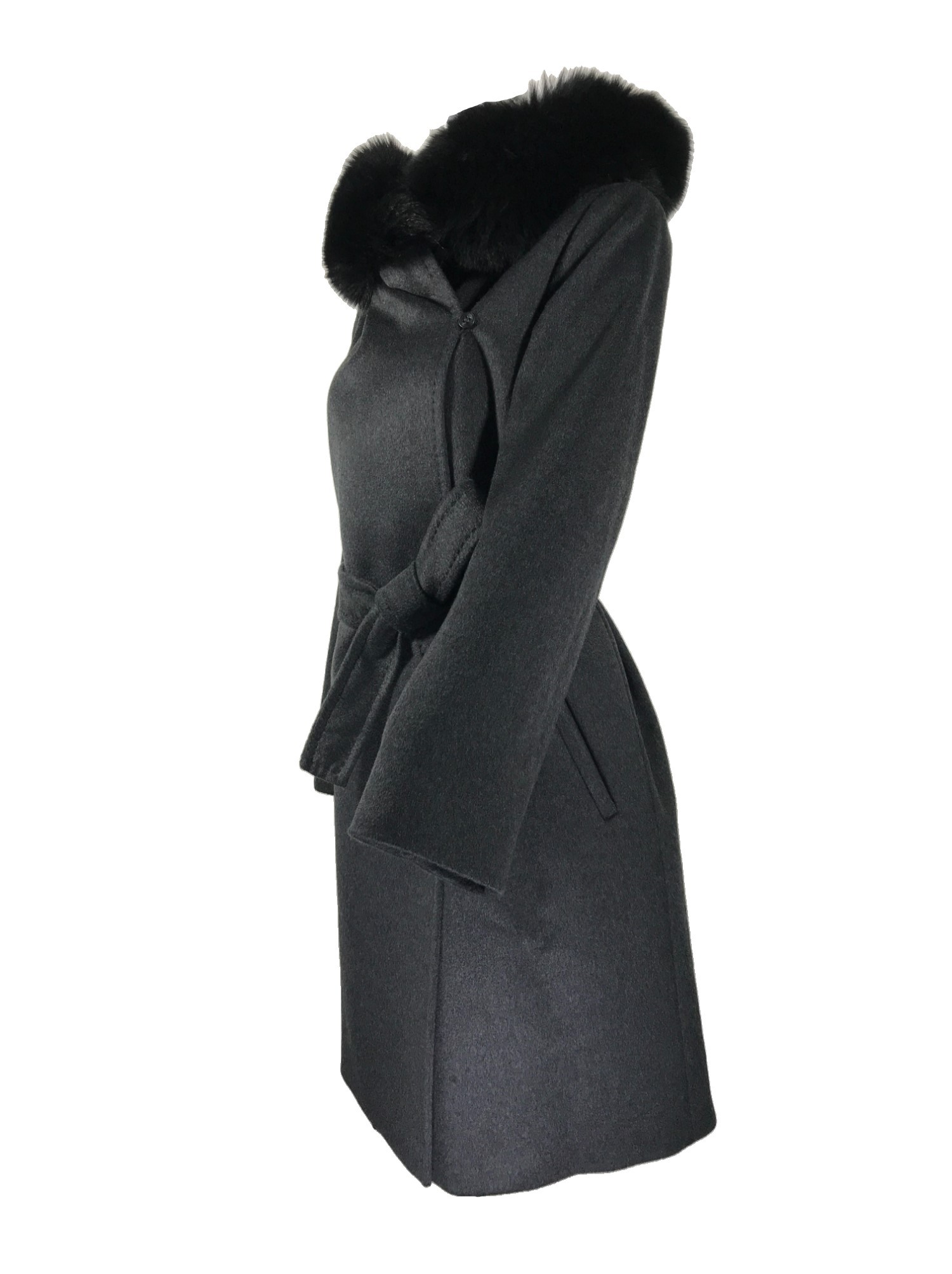 Max Mara Long-sleeved Lace-up Coat In Black