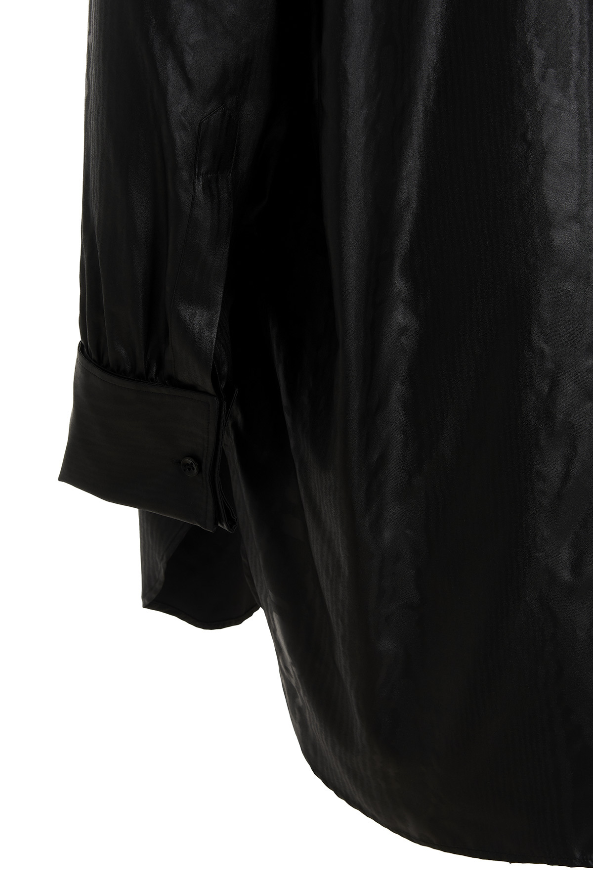 Maison Margiela Longline Faux-leather Shirt In Black