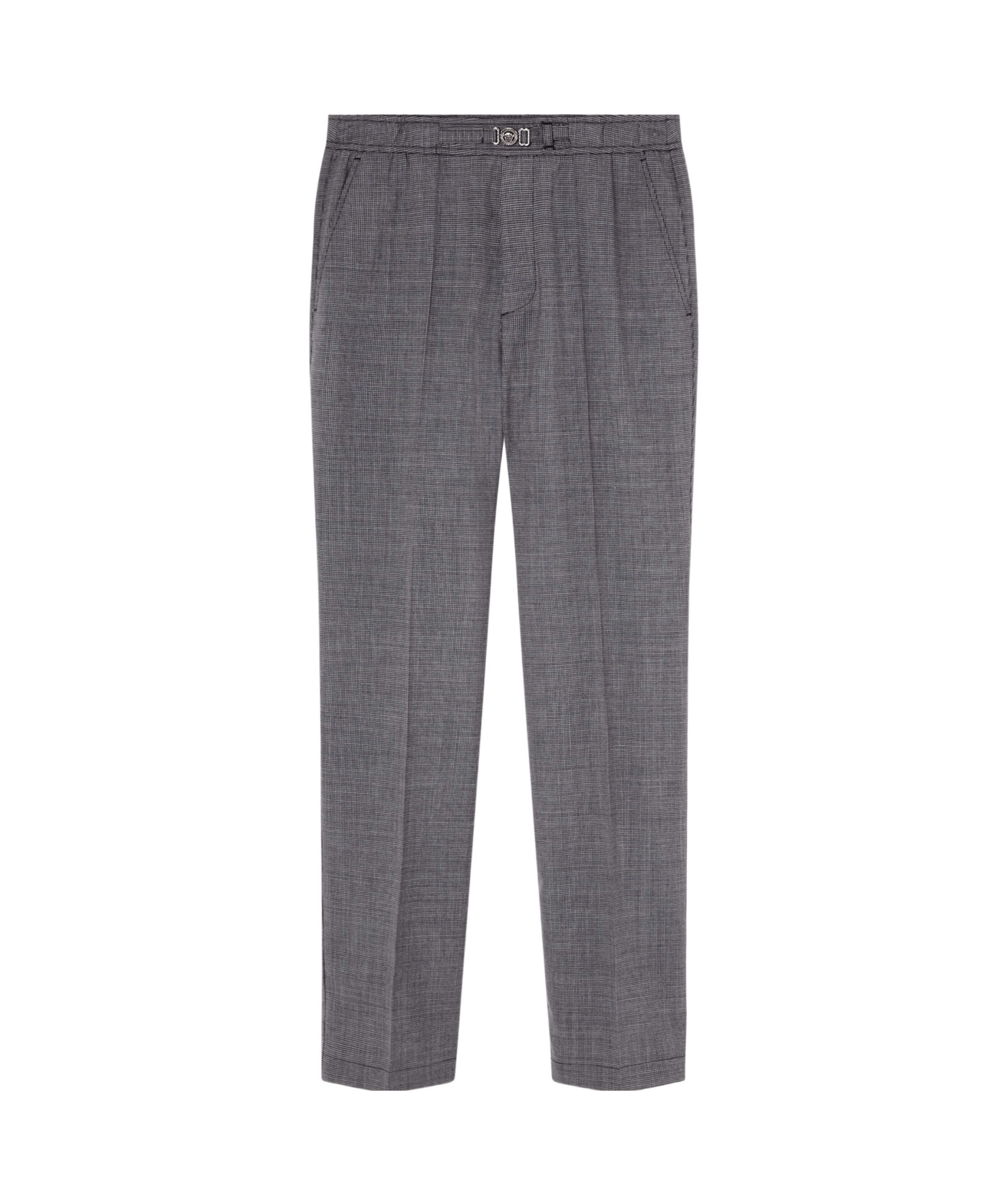 Versace Medusa-plaque Tapered Trousers In Gray