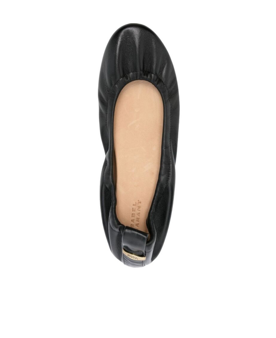 Isabel Marant Logo-plaque Leather Ballerina Shoes In Black