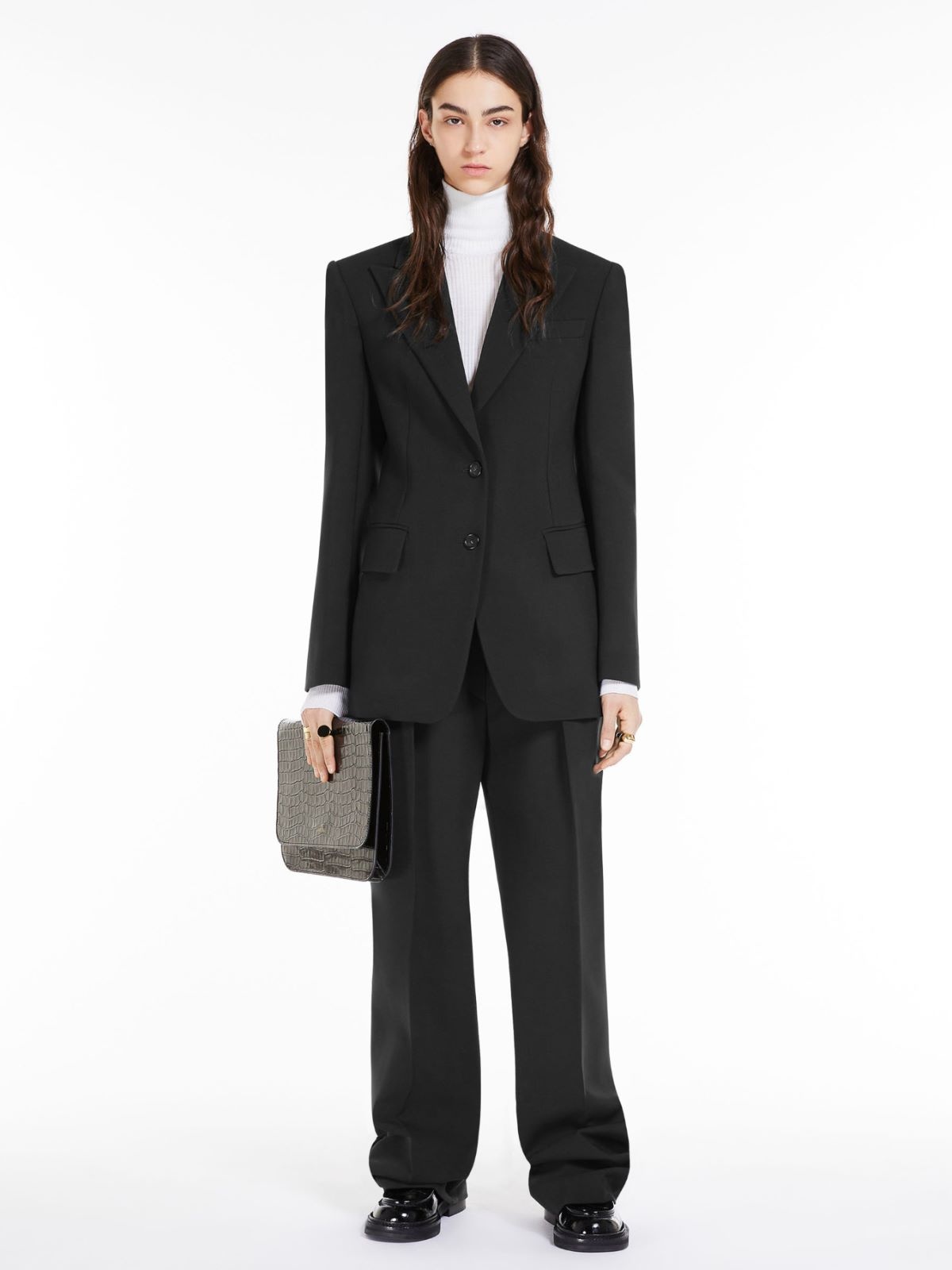 Sportmax Wide Version Elastic Wool Casual Pants In Black