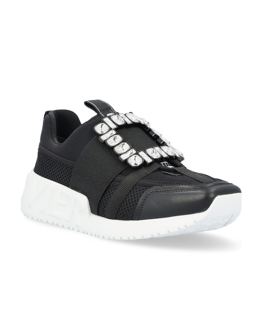 Roger Vivier Viv' Go Rhinestone Buckle Sneakers In Technical Fabrics