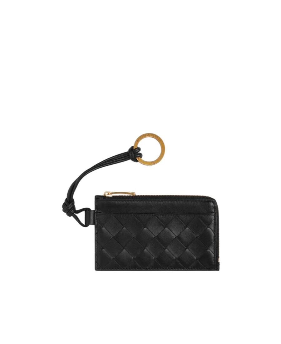 Bottega Veneta Intrecciato Zipped Cardholder In Black