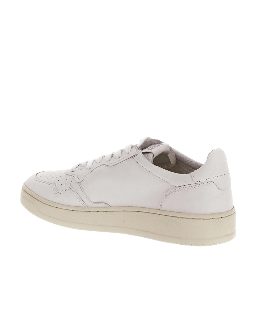 Autry Medalist Low White Sneakers With Suede Inserts And Tonal Heel Tab In Leather Man In White
