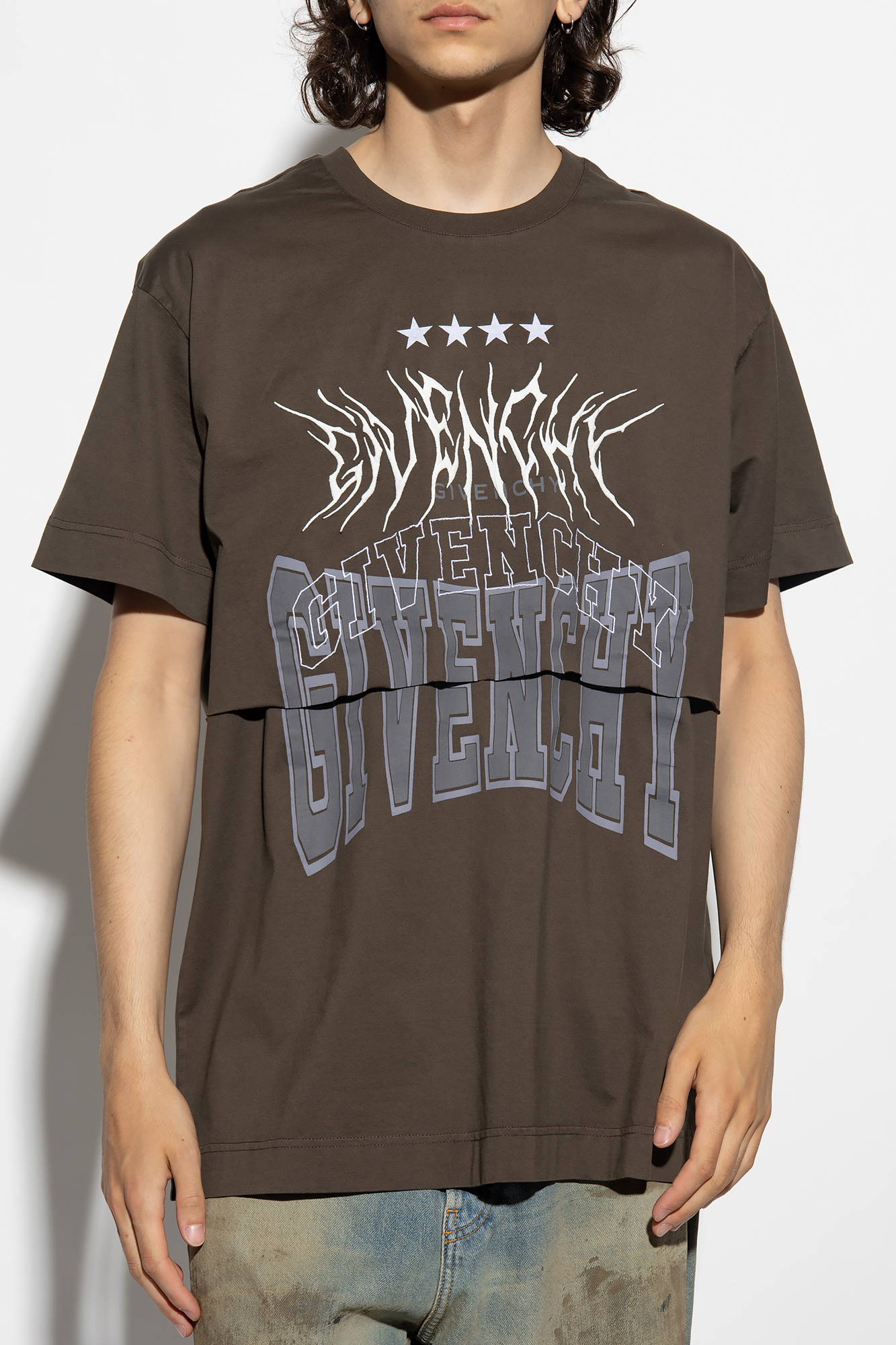 Givenchy Double-sided Logo T-shirt In Brown