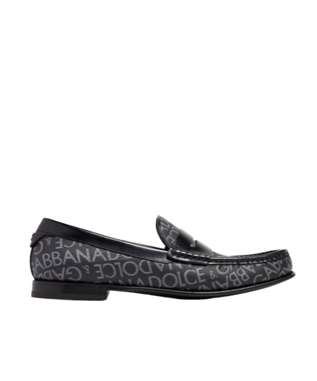 Dolce & Gabbana Jacquard Canvas Loafers In Black