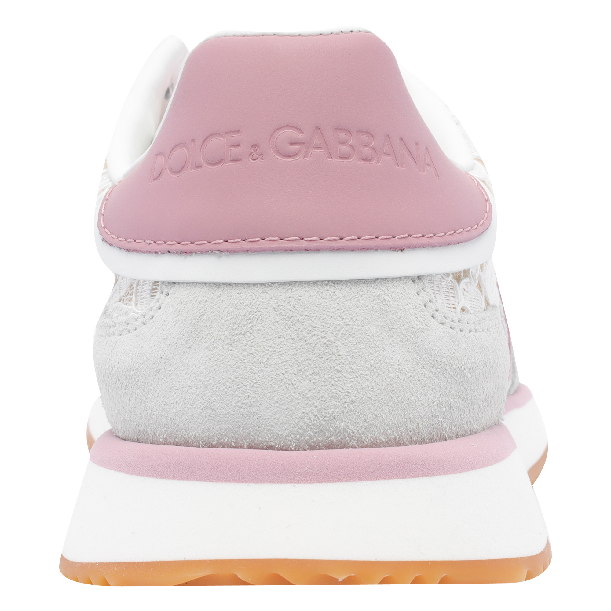 Dolce & Gabbana White Low Top With Lace Details And Dg Patch On The Side In Fabric And Suede Blend Woman In Multi