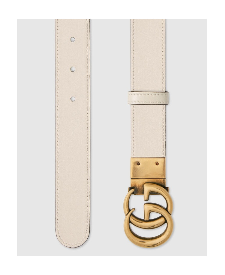 Shop Gucci Gg Marmont Reversible Belt In Nude