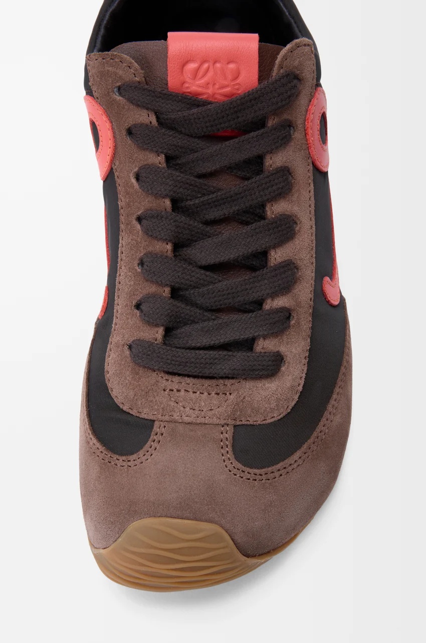 Loewe Ballet Runner 2.0 Suede-trimmed Sneakers In Burgundy