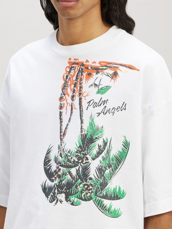 PALM ANGELS UPSIDE DOWN PALM-PRINT T-SHIRT