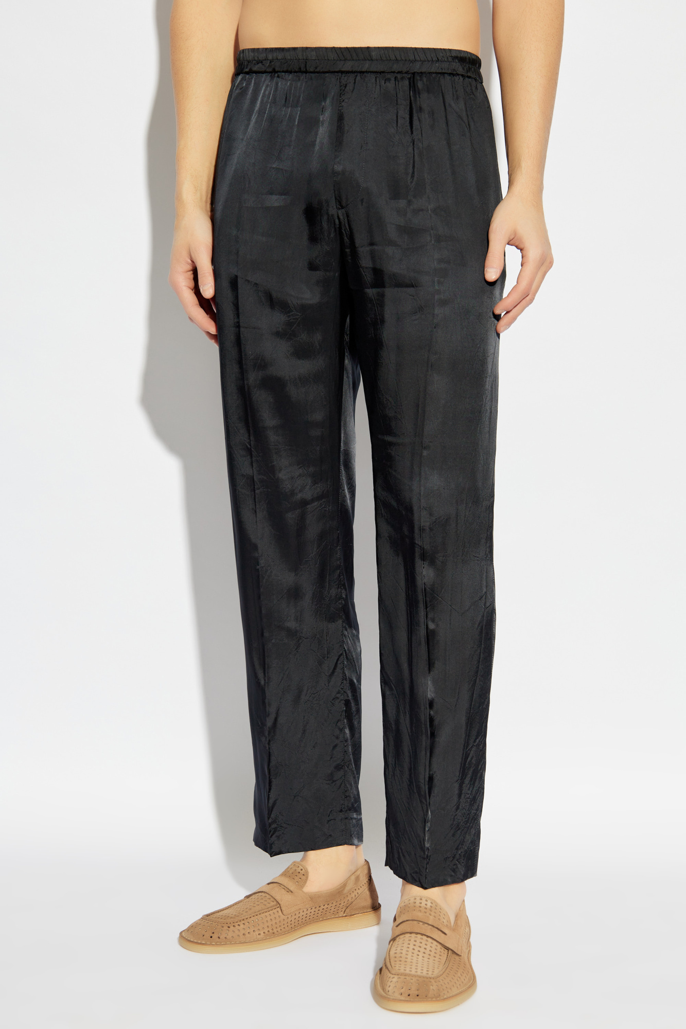 Dries Van Noten Elastic Waist Casual Pants In Black