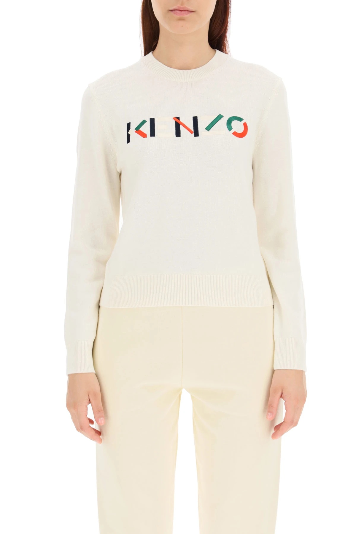 Kenzo Embroidered Logo Pullover In White