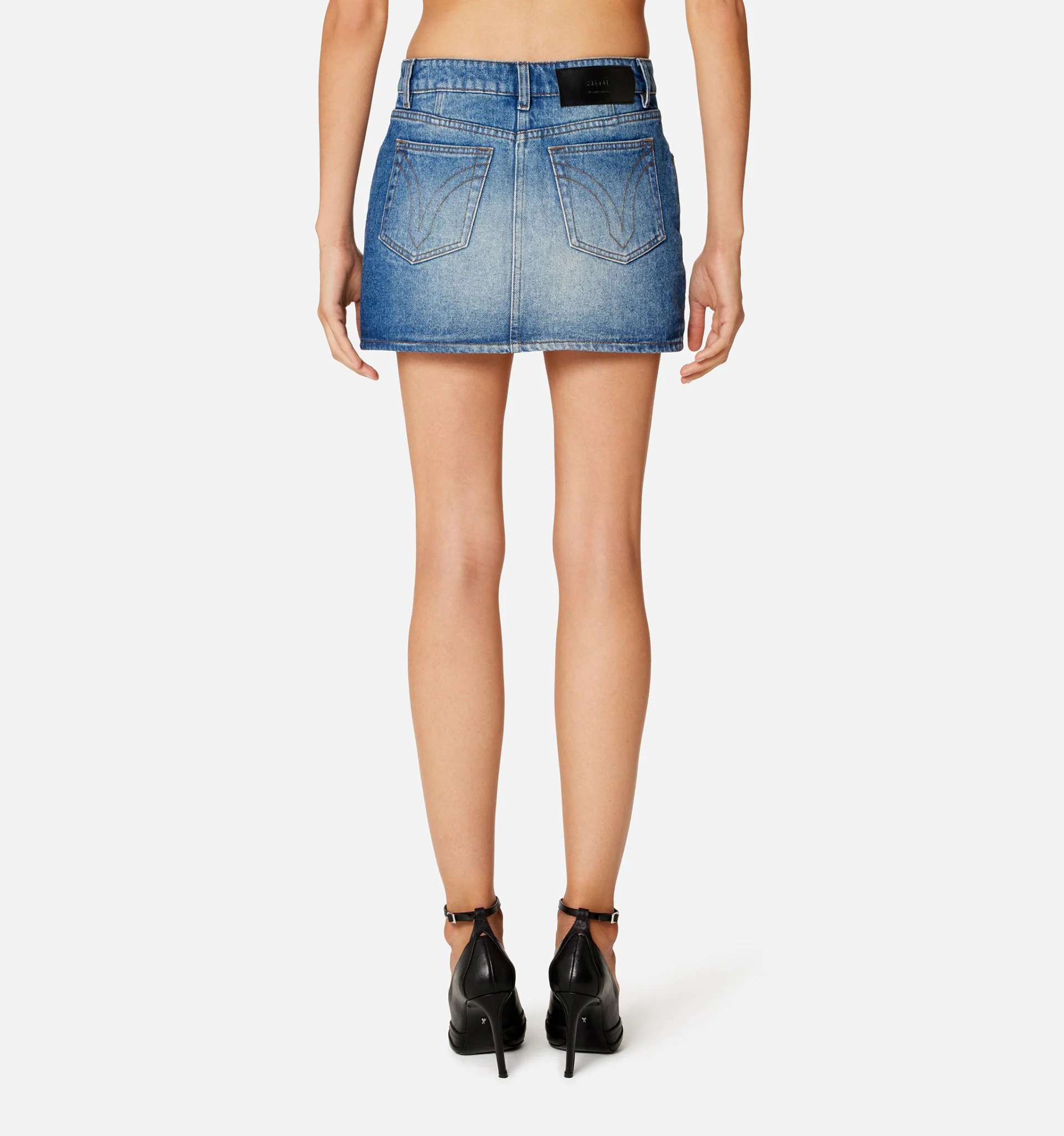 AMI ALEXANDRE MATTIUSSI DENIM MINI SKIRT