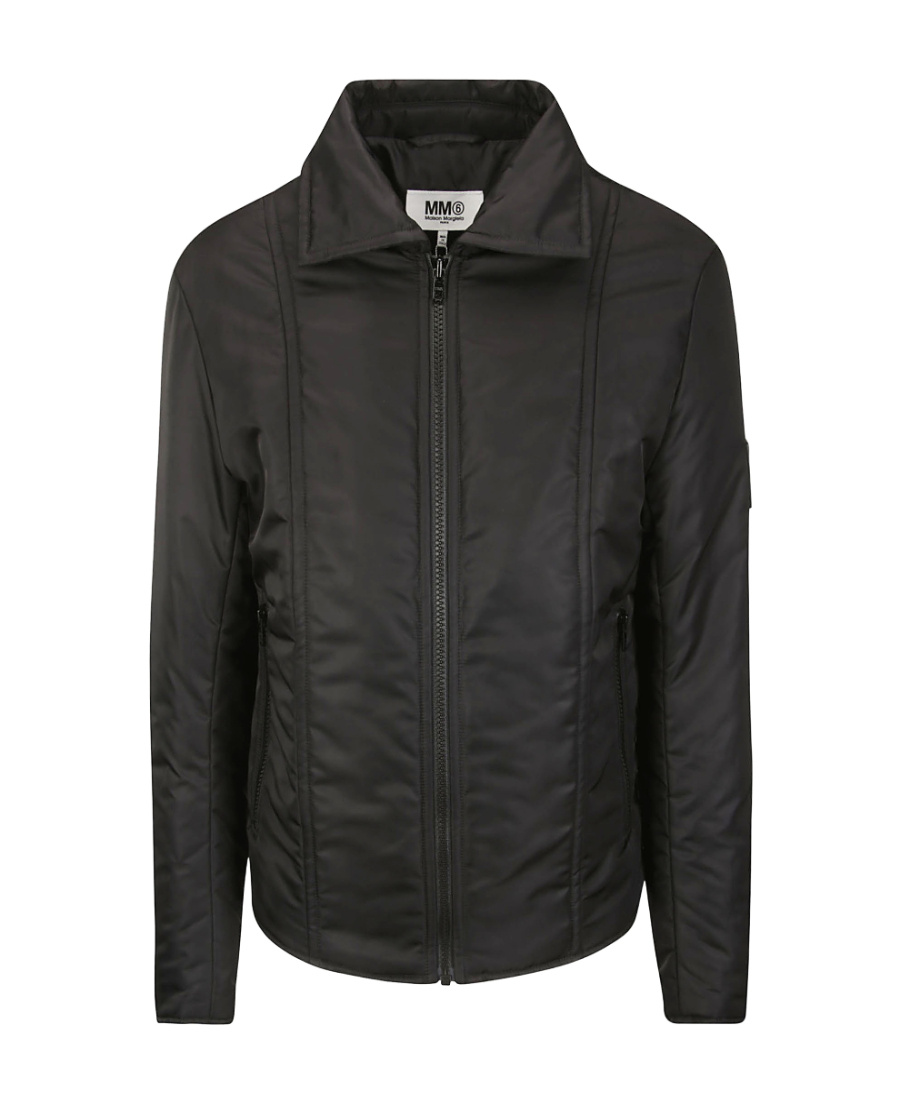 Mm6 Maison Margiela Contrasting-stitch Zip-up Jacket In Black