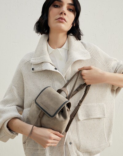 Brunello Cucinelli Logo-debossed Stud-trim Backpack In Nude